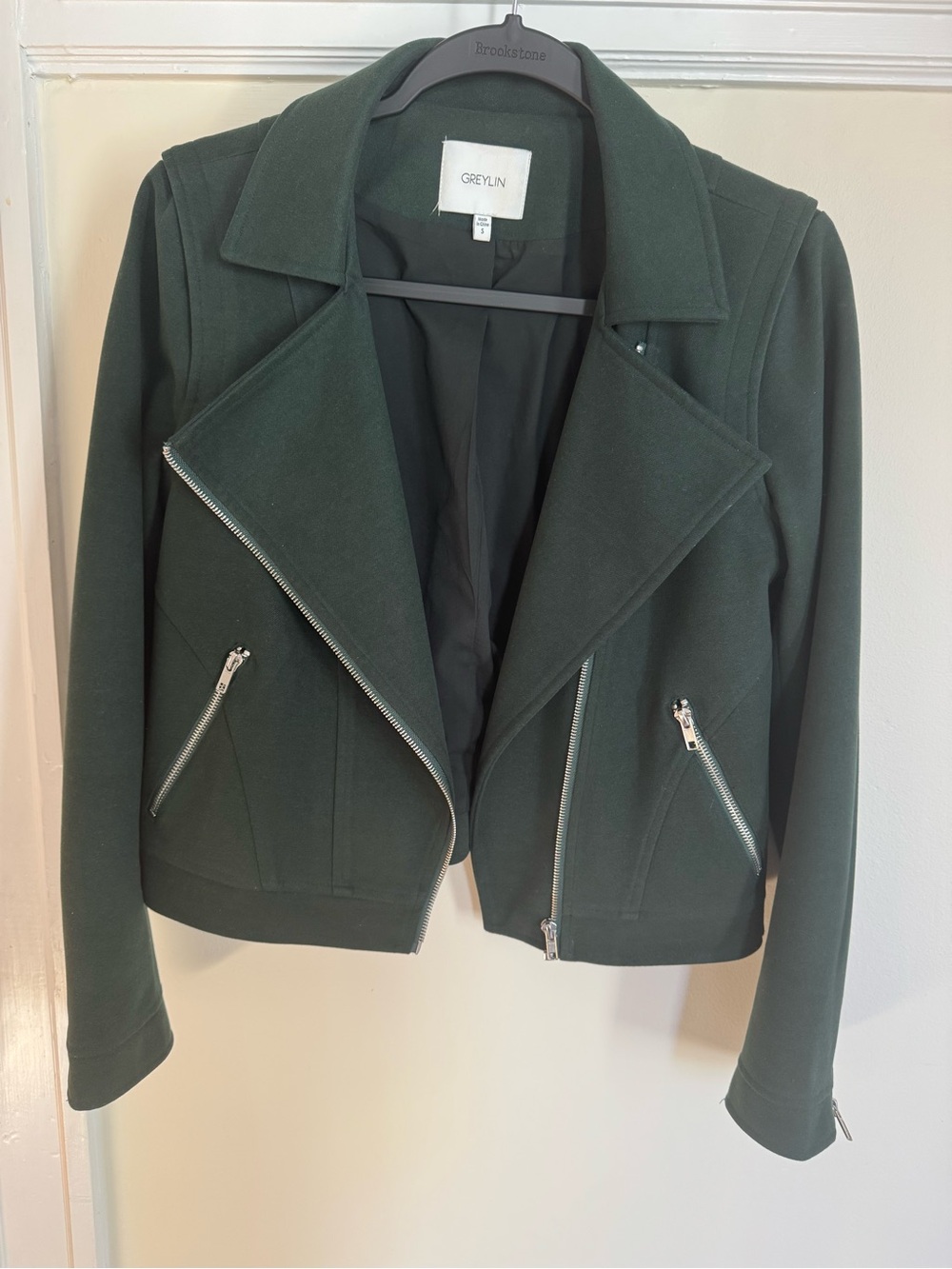 Greylin Forest Green Moto-Style Zip Jacket